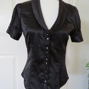 SOLD Black Short Sleeve Fitted Blouse